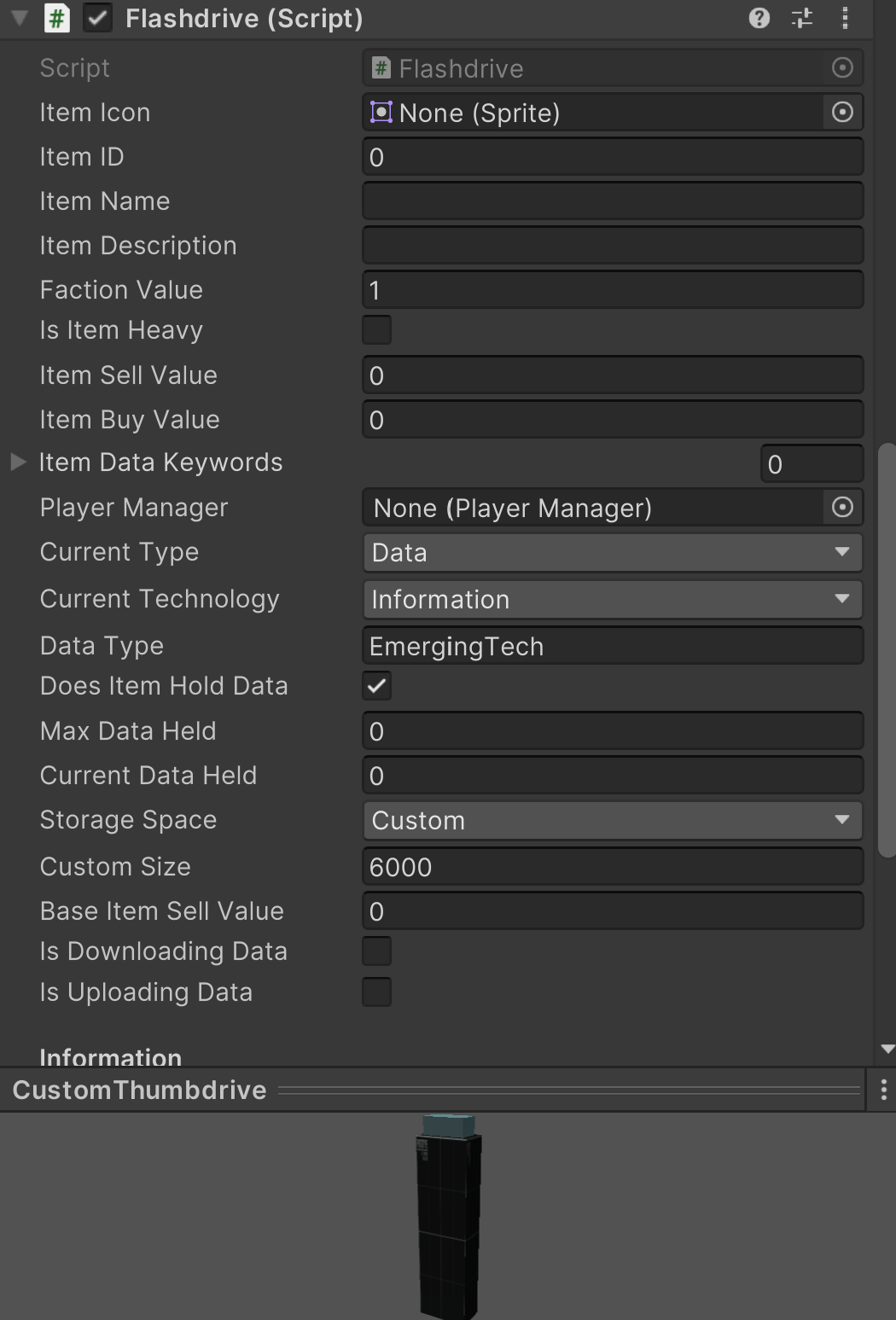 Collectable item inspector