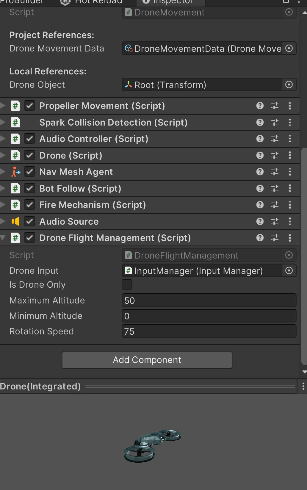 Integrated drone component stack