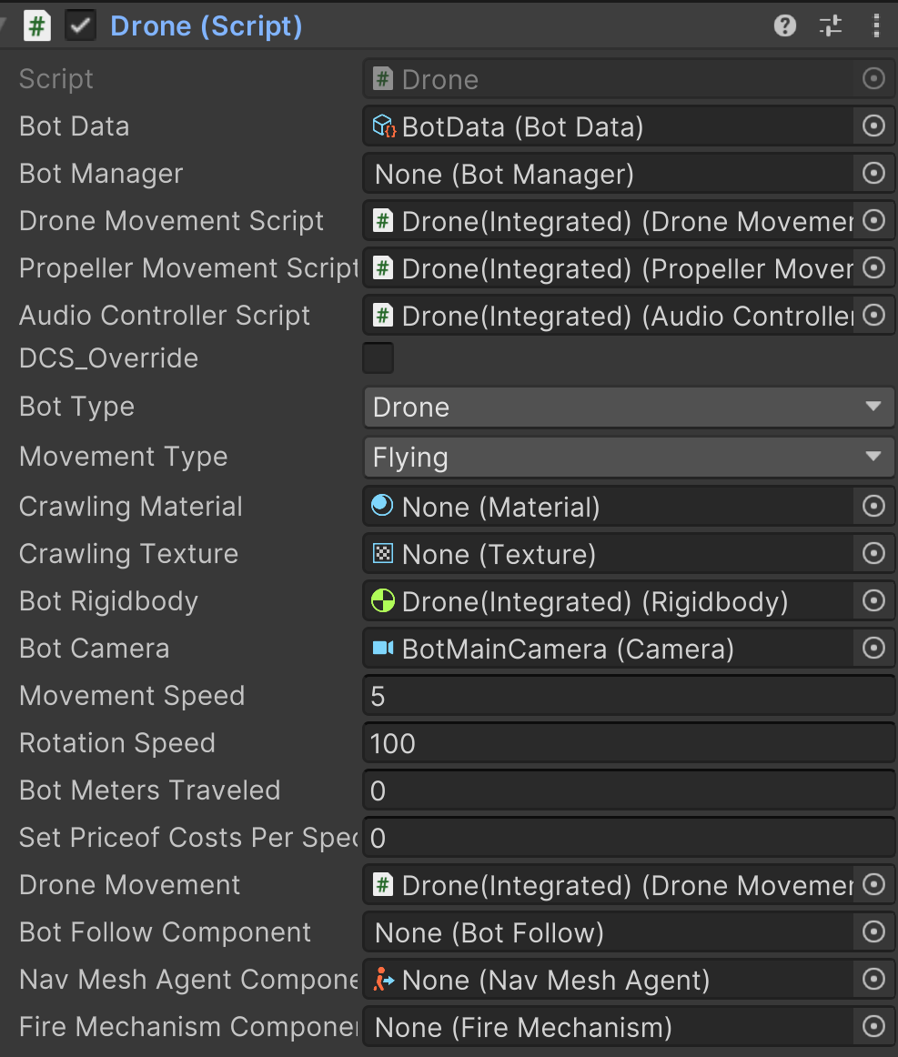 Custom Drone script inspector