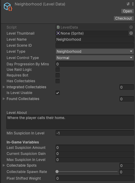 LevelData ScriptableObject inspector