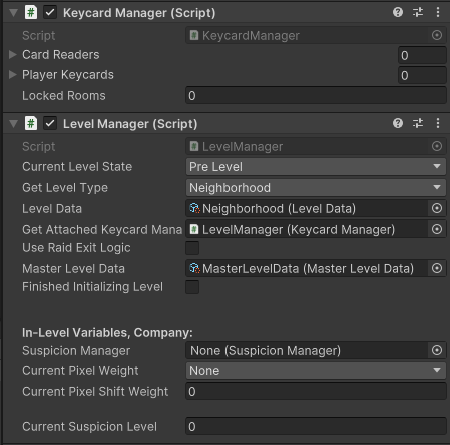 LevelManager inspector