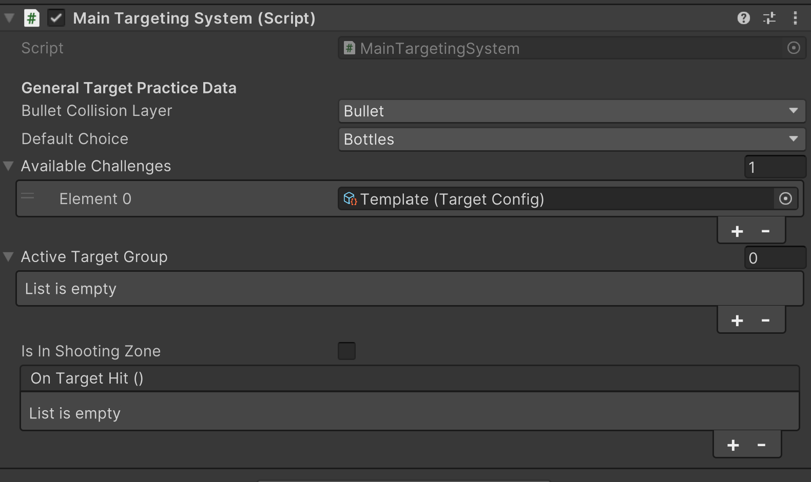 TargetChallengeManager and bullet layer configuration