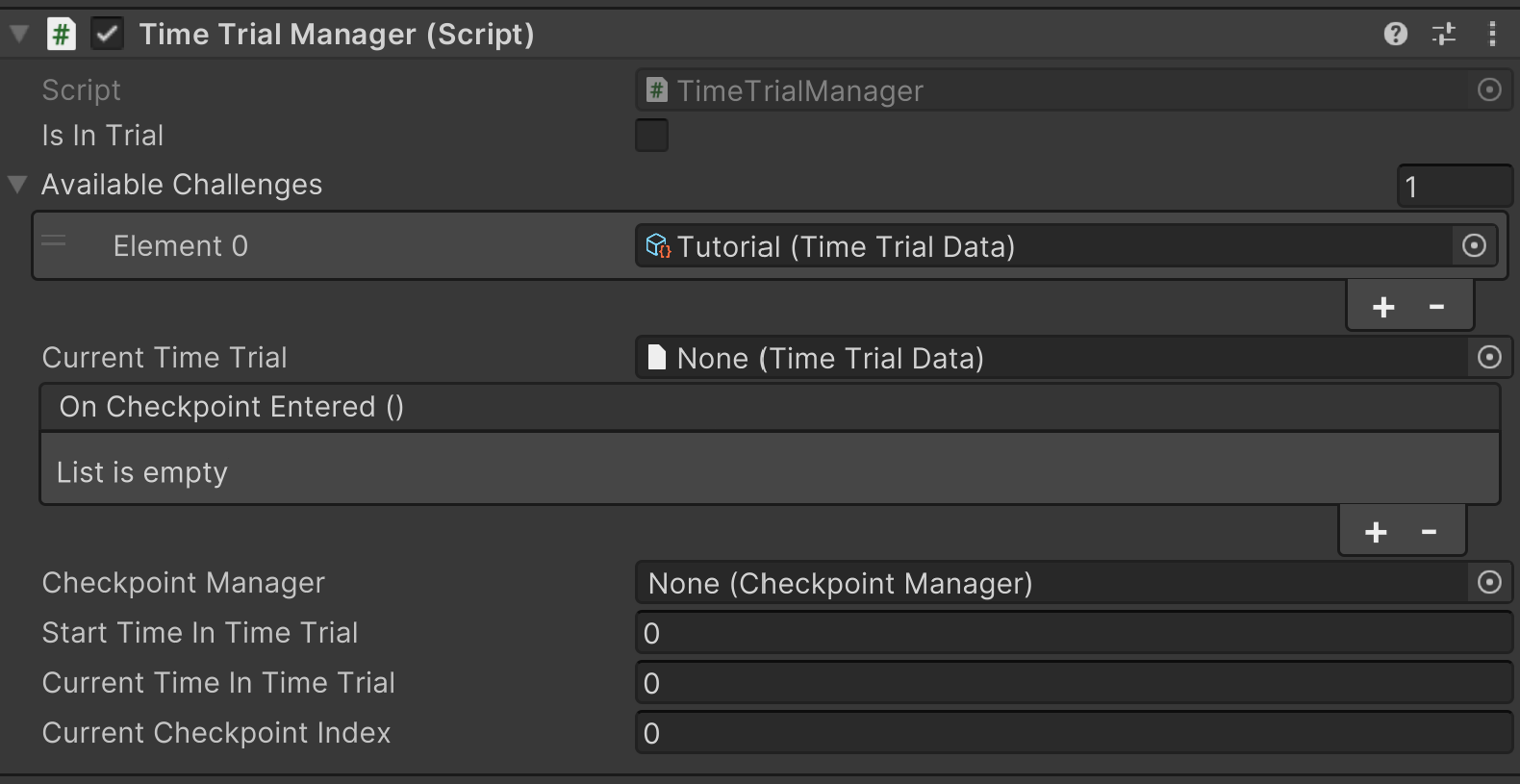 TimeTrialManager component overview