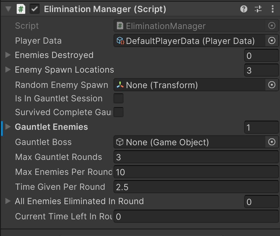 Eliminator Manager rounds, spawns, and boss configuration